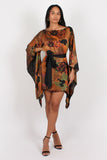 Holly Long sleeve kaftan dress in brown print