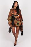 Holly Long sleeve kaftan dress in brown print