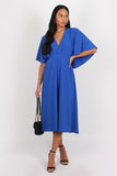 Lacy Halter Neck Cape Midi Dress Blue