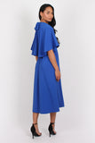 Lacy Halter Neck Cape Midi Dress Blue