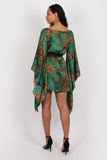 Holly Long Sleeve Printed Kaftan Dress Green