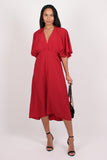 Lacy Halter Neck Cape Midi Dress Red