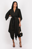 Sansa Midi Batwing Dress Black And Gold