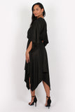 Sansa Midi Batwing Dress Black And Gold