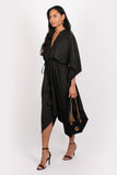 Sansa Midi Batwing Dress Black And Gold