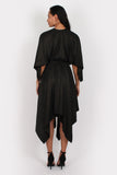 Sansa Midi Batwing Dress Black And Gold