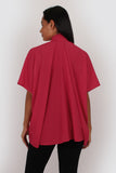 Evie tie neck blouse in fuchsia pink