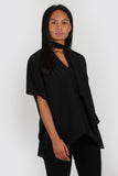 Evie tie neck blouse in black