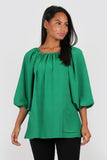 Esme three quarter sleeve top in green
