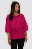 Mara three quarter sleeve top fuchsia pink