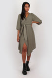 Amelia wrap dress in khaki