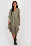 Amelia wrap dress in khaki