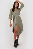 Amelia wrap dress in khaki