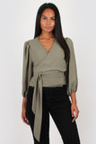 Amelia wrap top in khaki