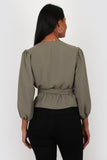 Amelia wrap top in khaki