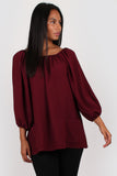 Esme three quarter sleeve top in wine