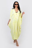 Mina Maxi kaftan yellow and white tie dye
