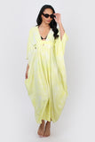 Mina Maxi kaftan yellow and white tie dye