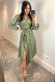 Amelia wrap dress in khaki