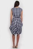 Wrap Dress in blue and white gingham