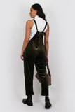 Velvet dungarees olive green