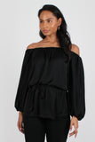 Mara top black satin