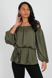 Mara Top Khaki satin