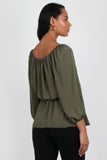 Mara Top Khaki satin