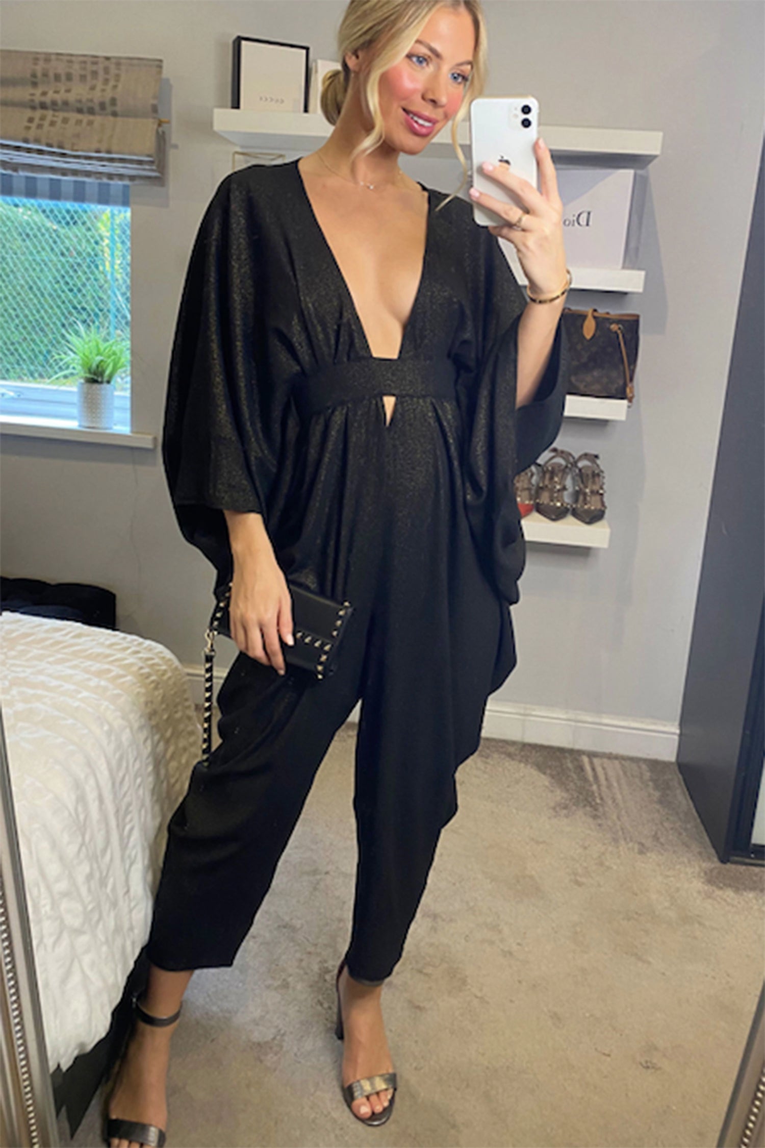 Mina Jumpsuit in black and gold sparkle