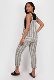 Striped Dungarees cream and black