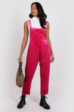 Velvet dungarees pink